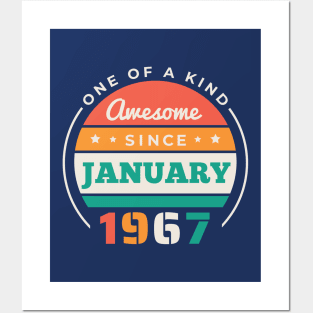 Retro Awesome Since January 1967 Birthday Vintage Bday 1967 Posters and Art